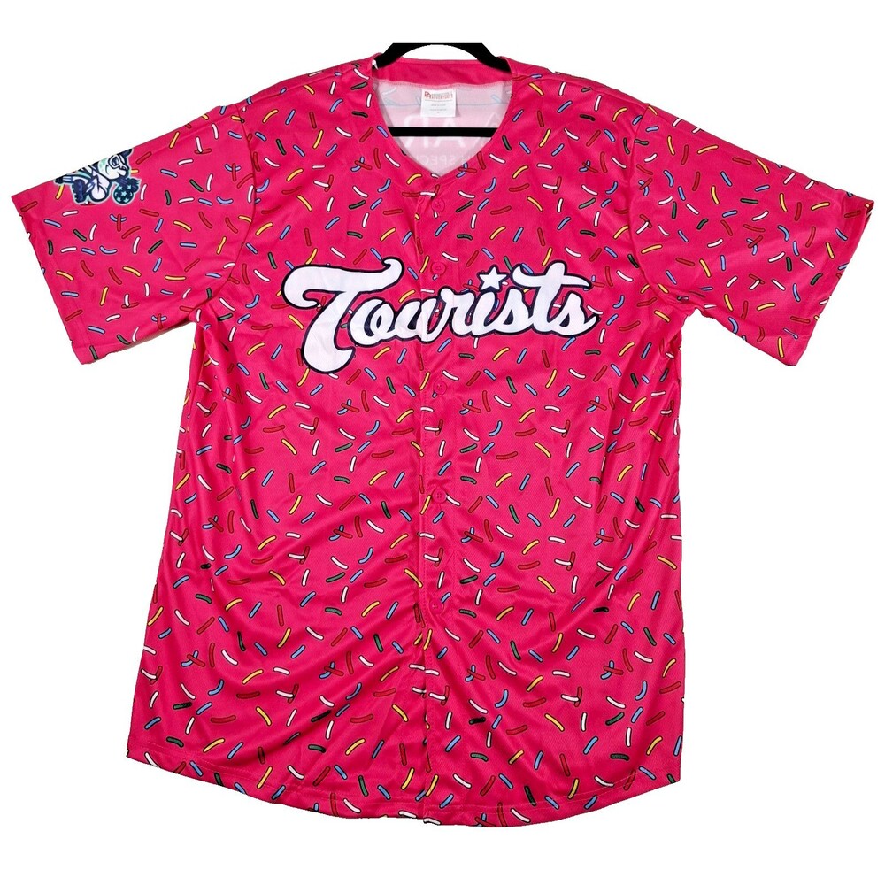 Asheville Tourists MiLB Baseball Pink Sprinkles Promotional Jersey-SZ XL